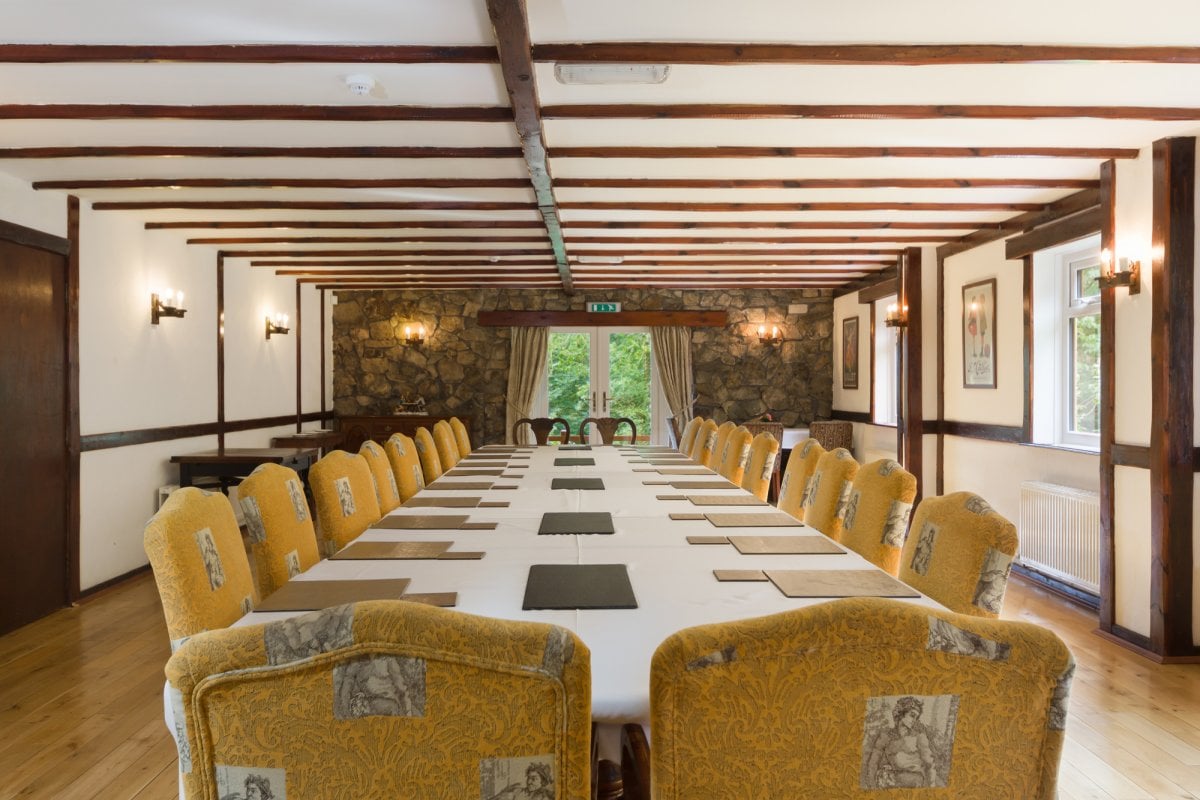 All guests can sit round the huge dining table
